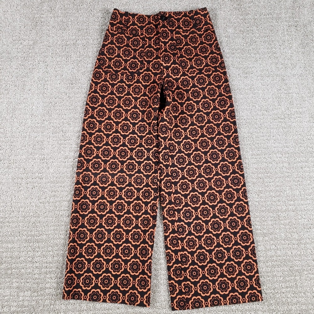 Maeve Anthropologie Pants Womens 25 Black Colette Crop Wide Leg Ponte Geometric